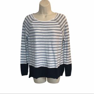 VINCE Sweater Shirt Size Small S Striped Blue White Nautical Beach Knit Cotton